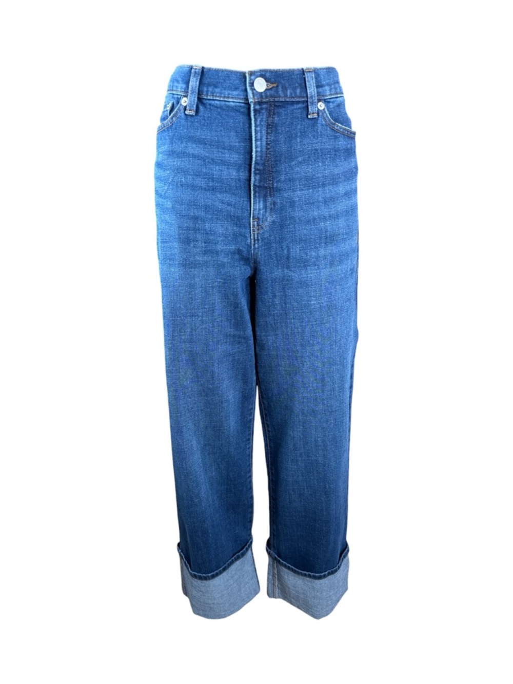 BANANA REPUBLIC Dark Blue High-Rise Straight Fit Cuffed Ankle Jean - Picture 2 of 13